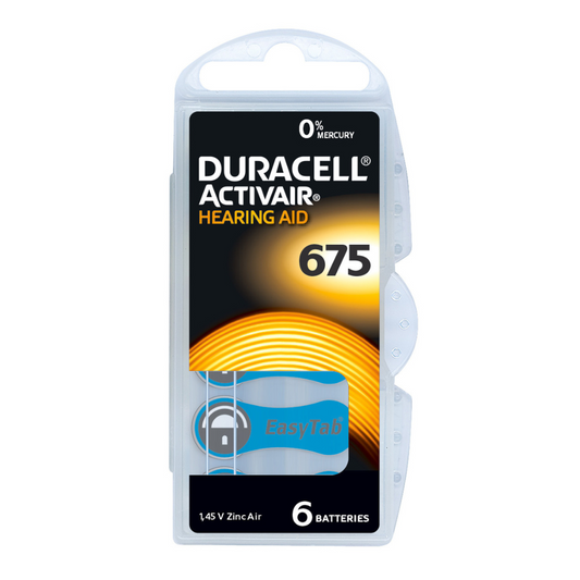 Duracell Activair Size 675 Hearing Aid 1,45 V Zinc Air Battery 6 Batteries