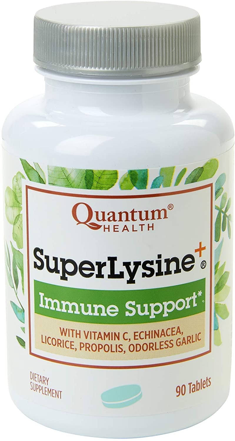 Quantum Health Super Lysine + Advanced Formula Lysine+ Immune Support with Vitamin C, Echinacea, Licorice, Propolis, Odorless Garlic, 90 Tablets