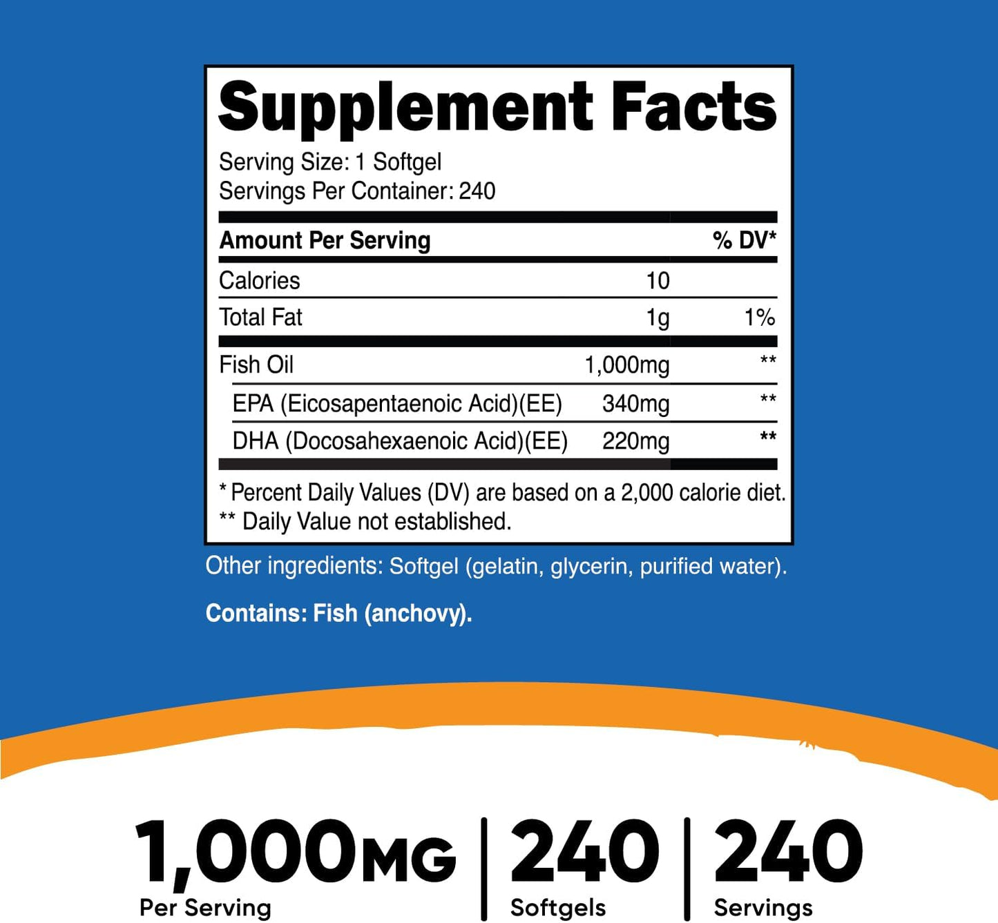 Nutricost Fish Oil 1000mg Supplement 240 Softgels