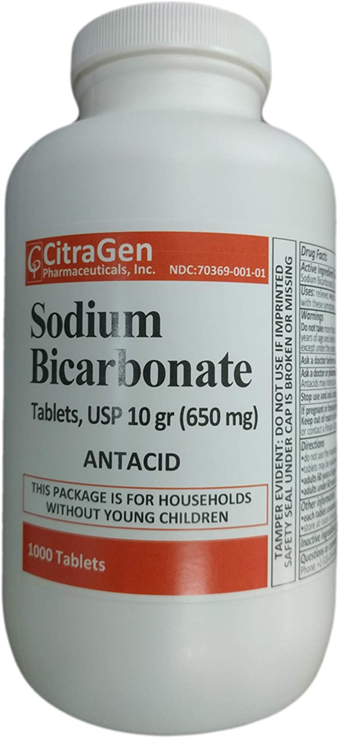Citragen Sodium Bicarbonate Tablets, USP 10 gram (650 mg) Antacid, 1000 Tablets