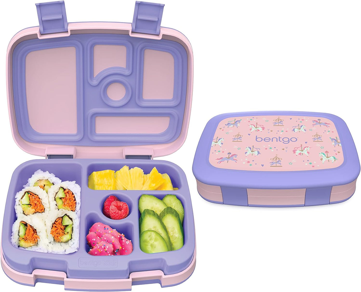 Bentgo Kids Durable & Leak Proof Children's Lunch Box (Carousel Unicorns)