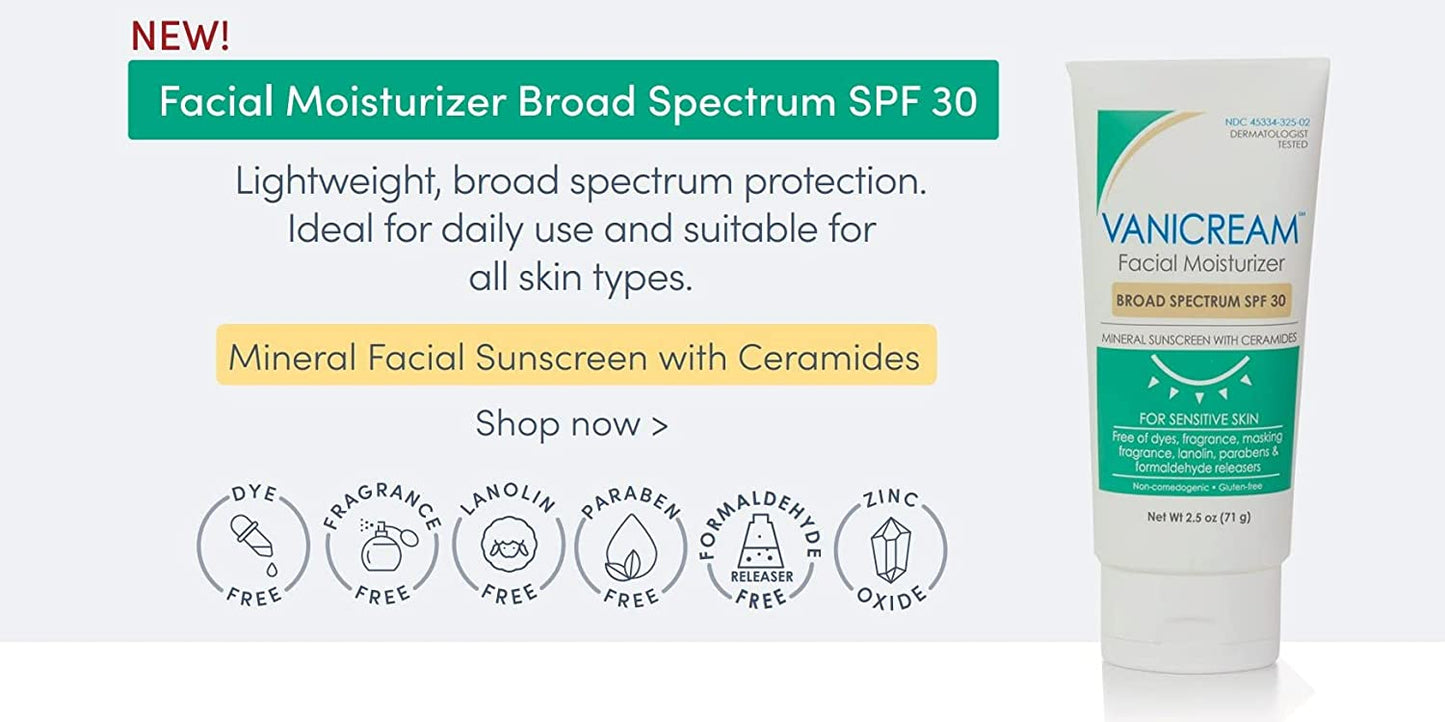 Vanicream Facial Moisturizer Mineral Sunscreen With Ceramides Broad Spectrum SPF 30 - 71g