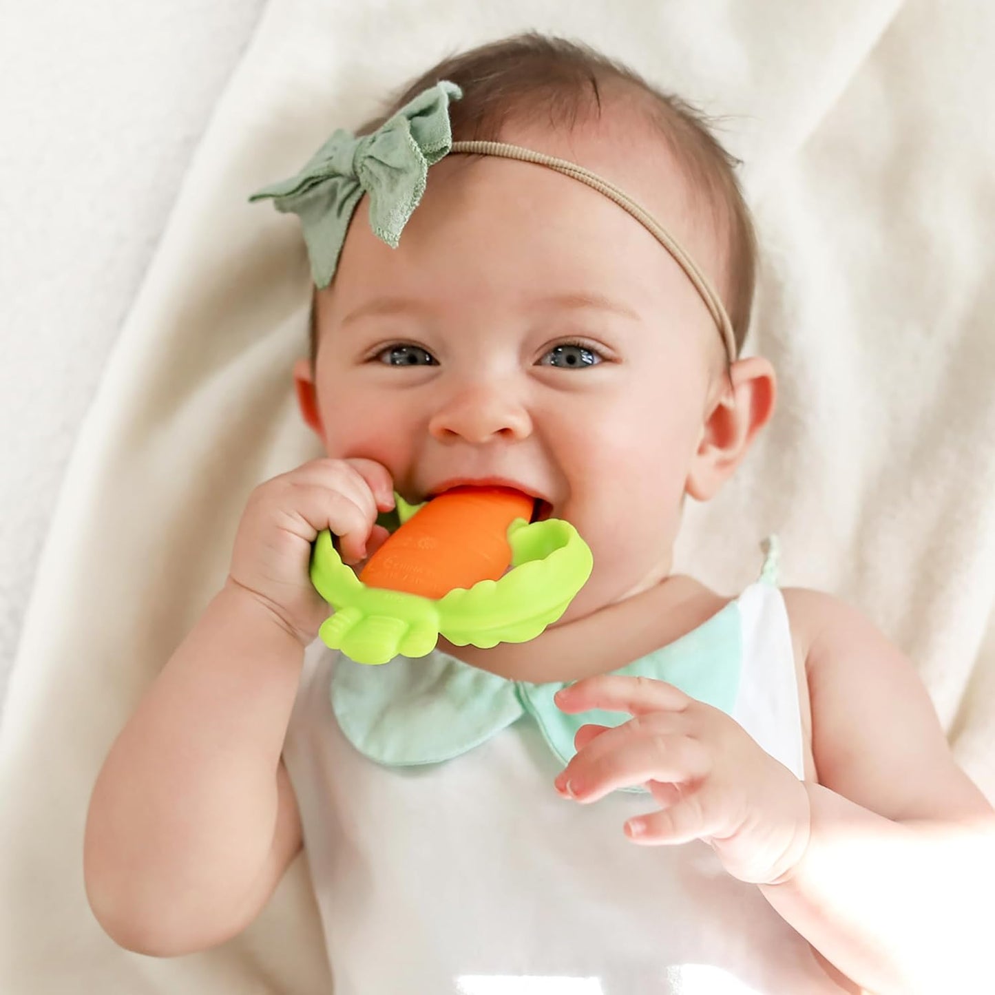 Infantino Lil' Nibbles Textured Silicone Baby Teether, Orange Carrot, 0+ Months