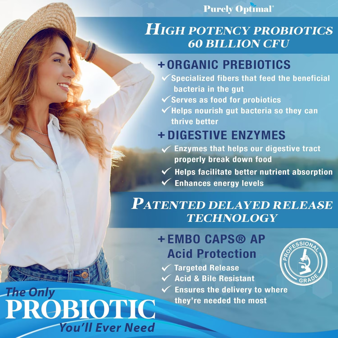Purely Optimal Probiotics 60 Billion CFU, 30 Capsules