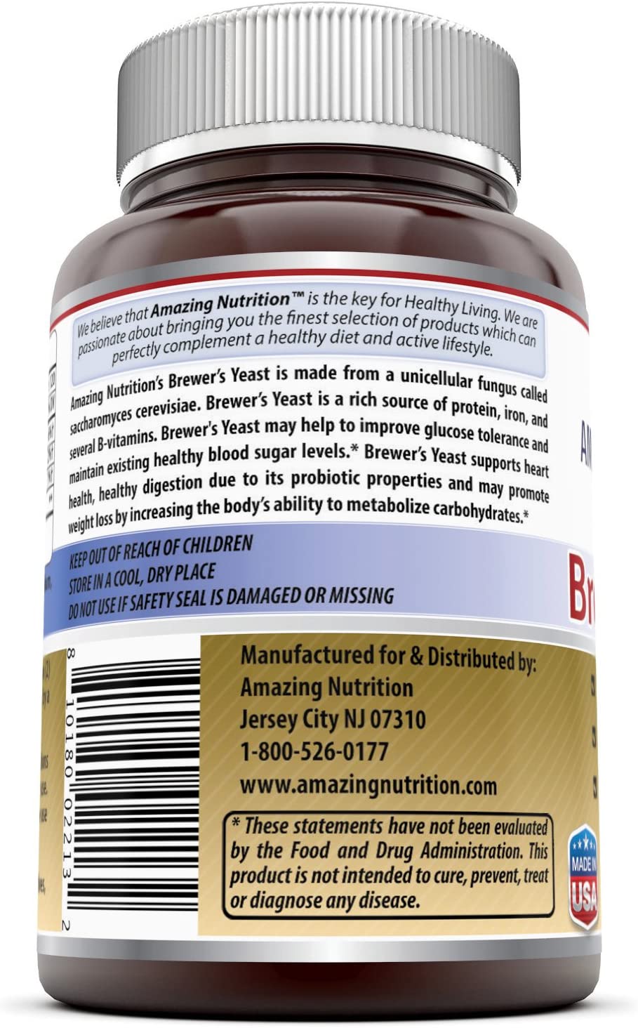 Amazing Nutrition Brewers Yeast For Healthy Digestion And Heart Health 500 mg 240 Tablets