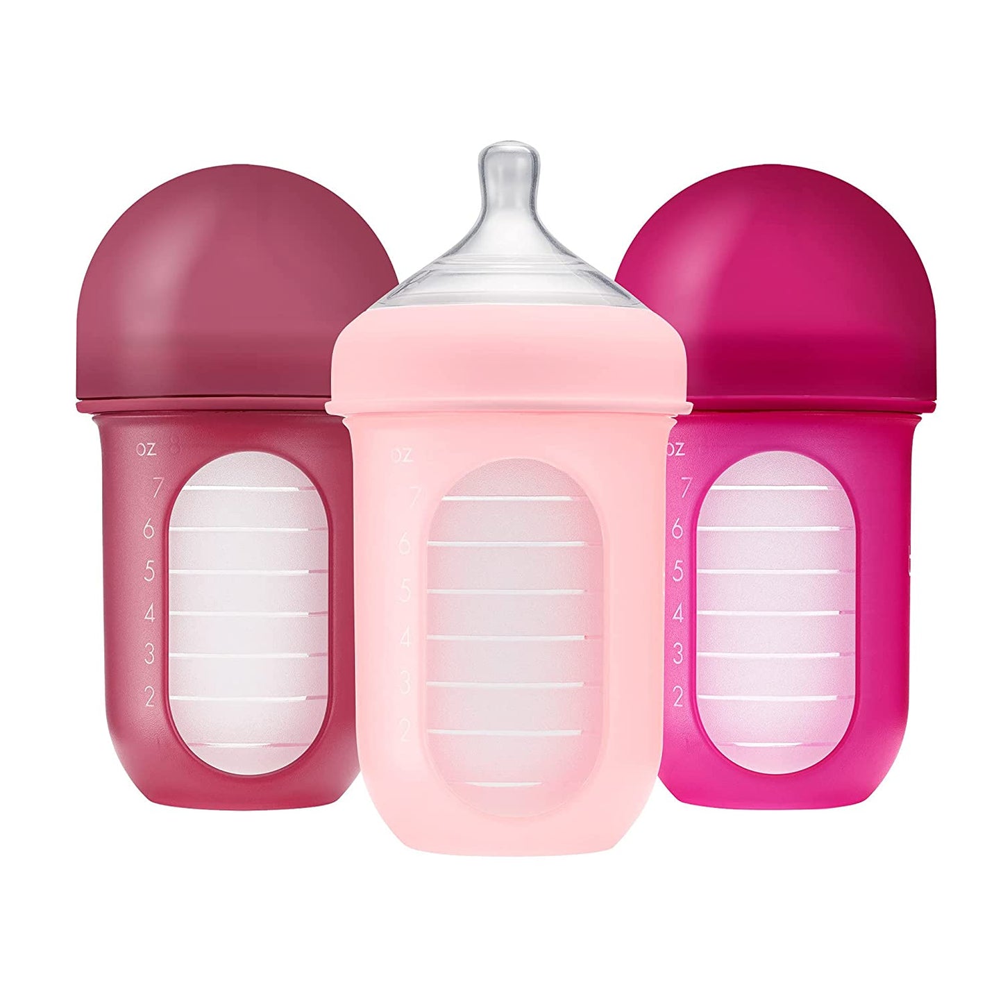 Boon Nursh Silicone Pouch Bottle Air Free Feeding Stage 2 Medium Flow 8 Oz / 236ml Set Of 3