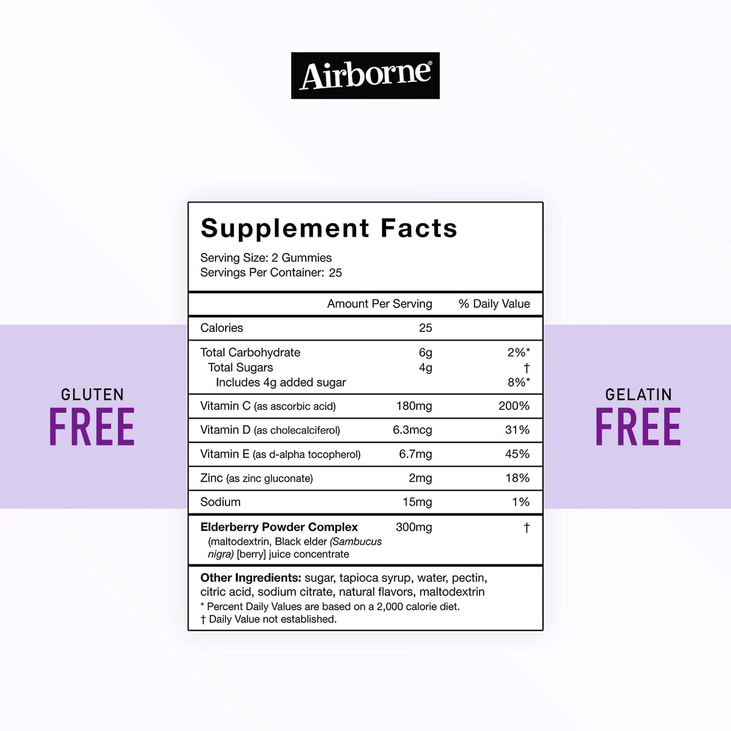 Airborne Elderberry + Vitamins & Zinc Crafted Blend 50 Gummies