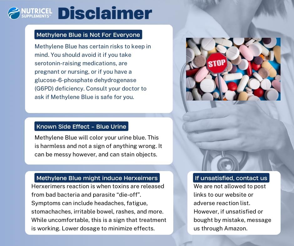 NutricelBlue Boost USP Grade Methylene Blue Dietary Supplement, 60 Capsules