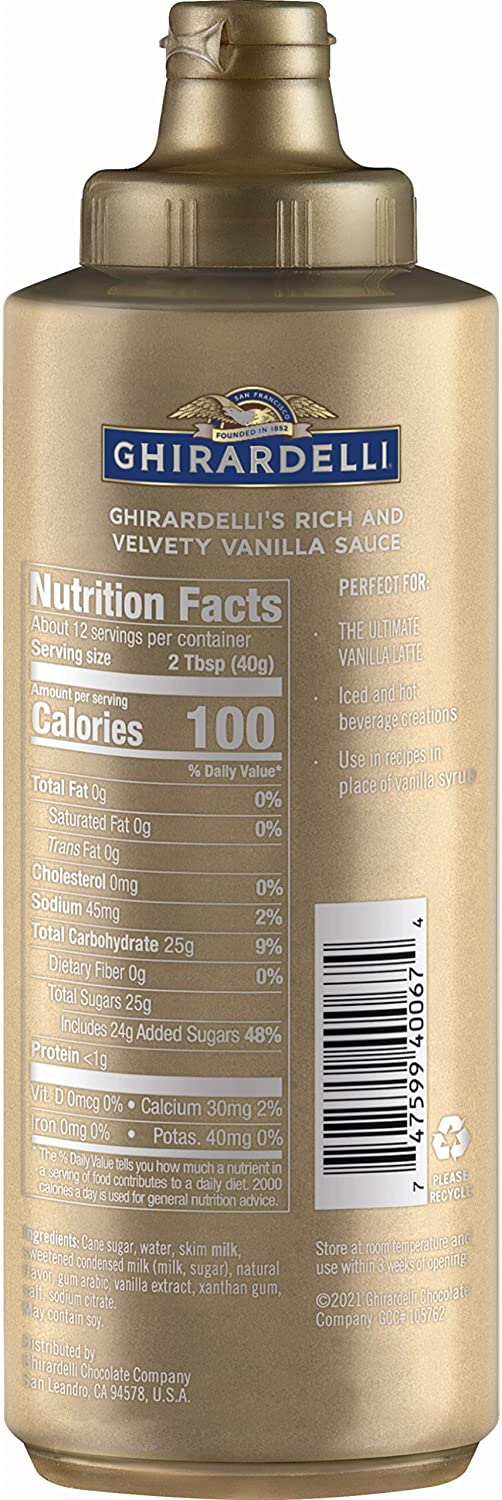 Ghirardelli Chocolate, Vanilla, White Chocolate, Caramel and Sea Salt Caramel Sauces, 16 oz Bottle