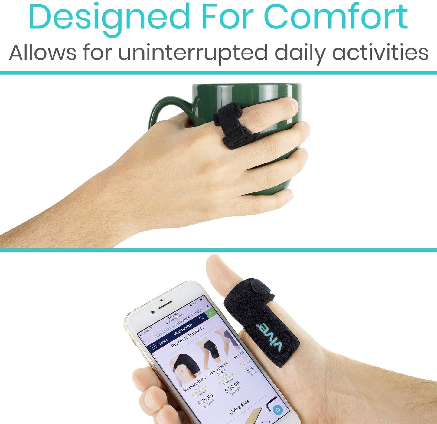 Vive Finger Support Splint for Trigger Finger and Joint Stability – One Size (SUP1052)