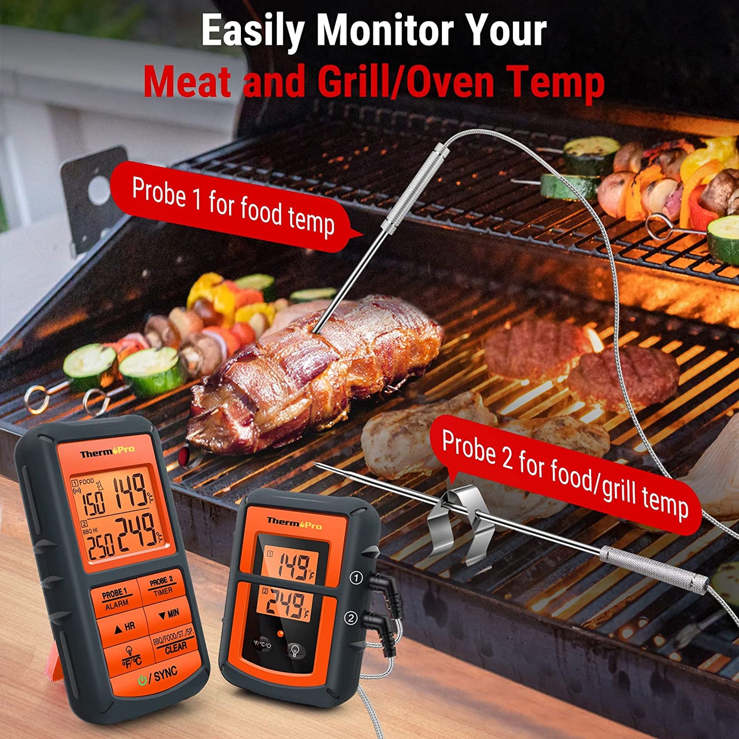 ThermoPro 500FT Wireless Digital Meat Thermometer With Dual Meat Probe 1 Count