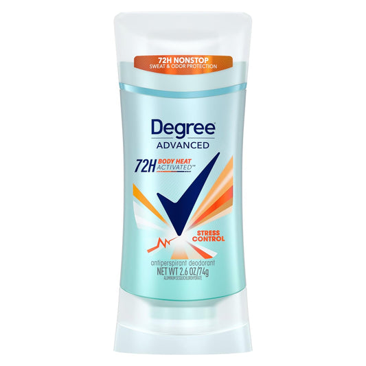 Degree Advanced 72H Nonstop Sweat And Odor Protection Stress Control Deodorant, 2.6oz/74g