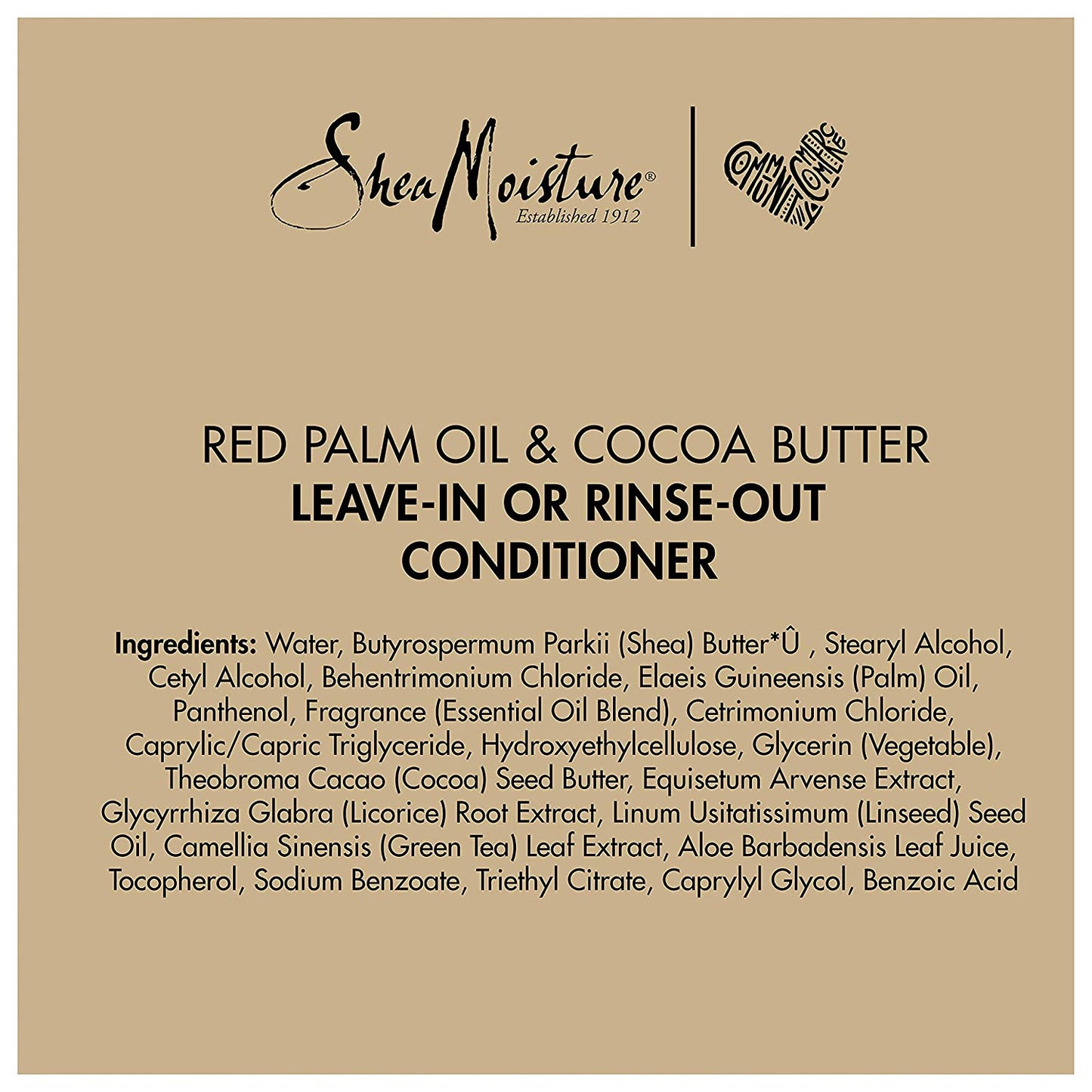 SheaMoisture Red Palm Oil & Cocoa Butter Leave-In or Rinse-Out Conditioner with Flaxseed Oil. 13 fl.oz / 384 ml