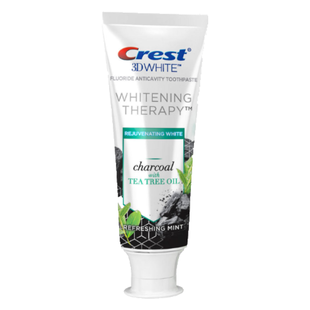 Crest 3D White Whitening Therapy Charcoal with Tea Tree Oil Toothpaste Refreshing Mint Flavor, 4.1 oz. / 116g