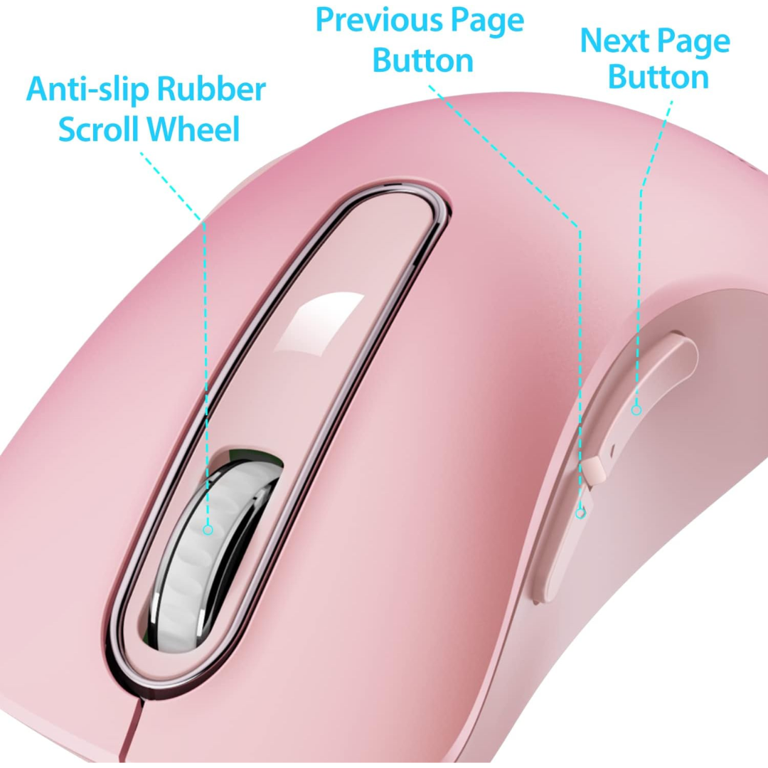 Memzuoix Wireless Optical Mouse 2.4GHz, Pink