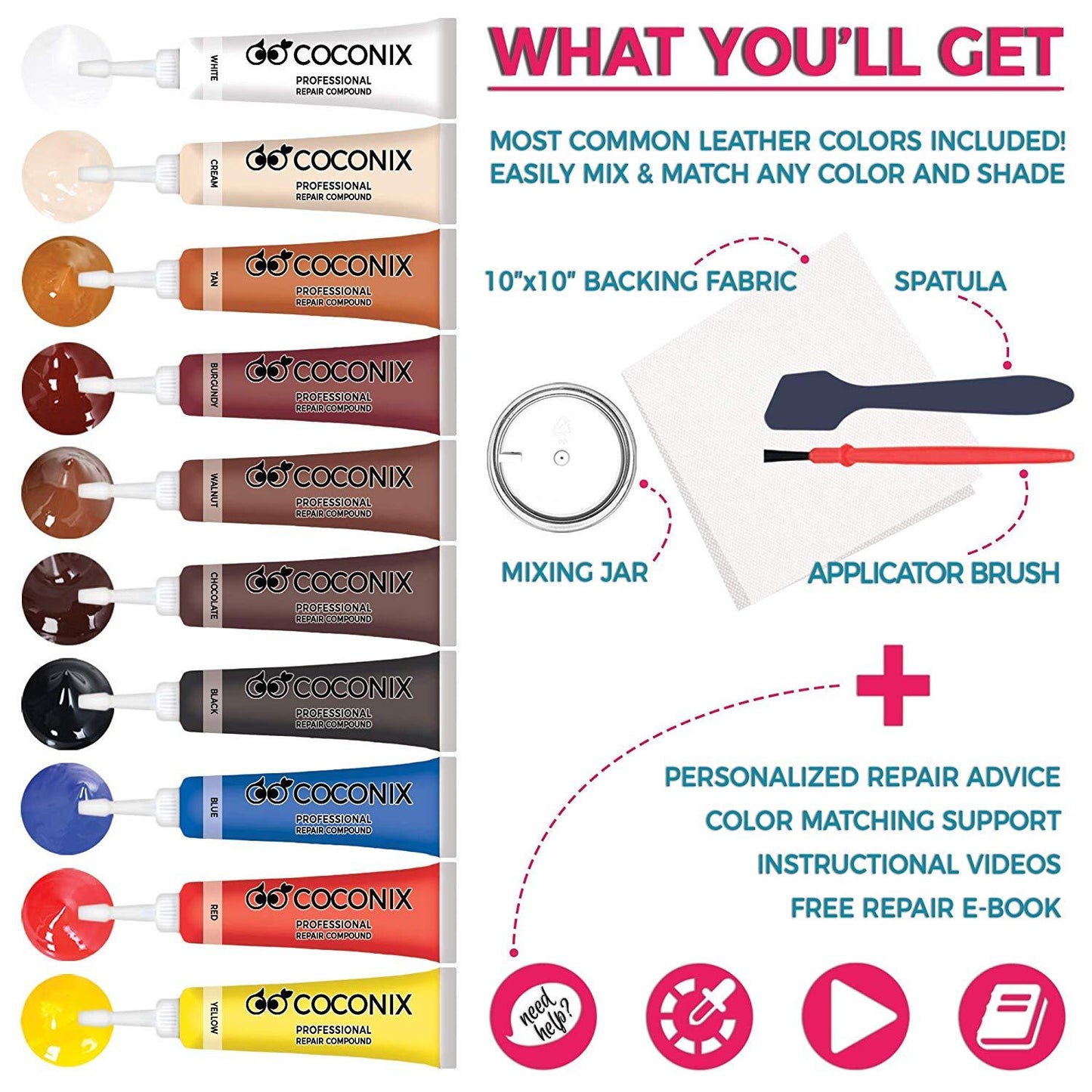 Coconix Leather and Vinyl Repair Kit - Mix & Match Any Color