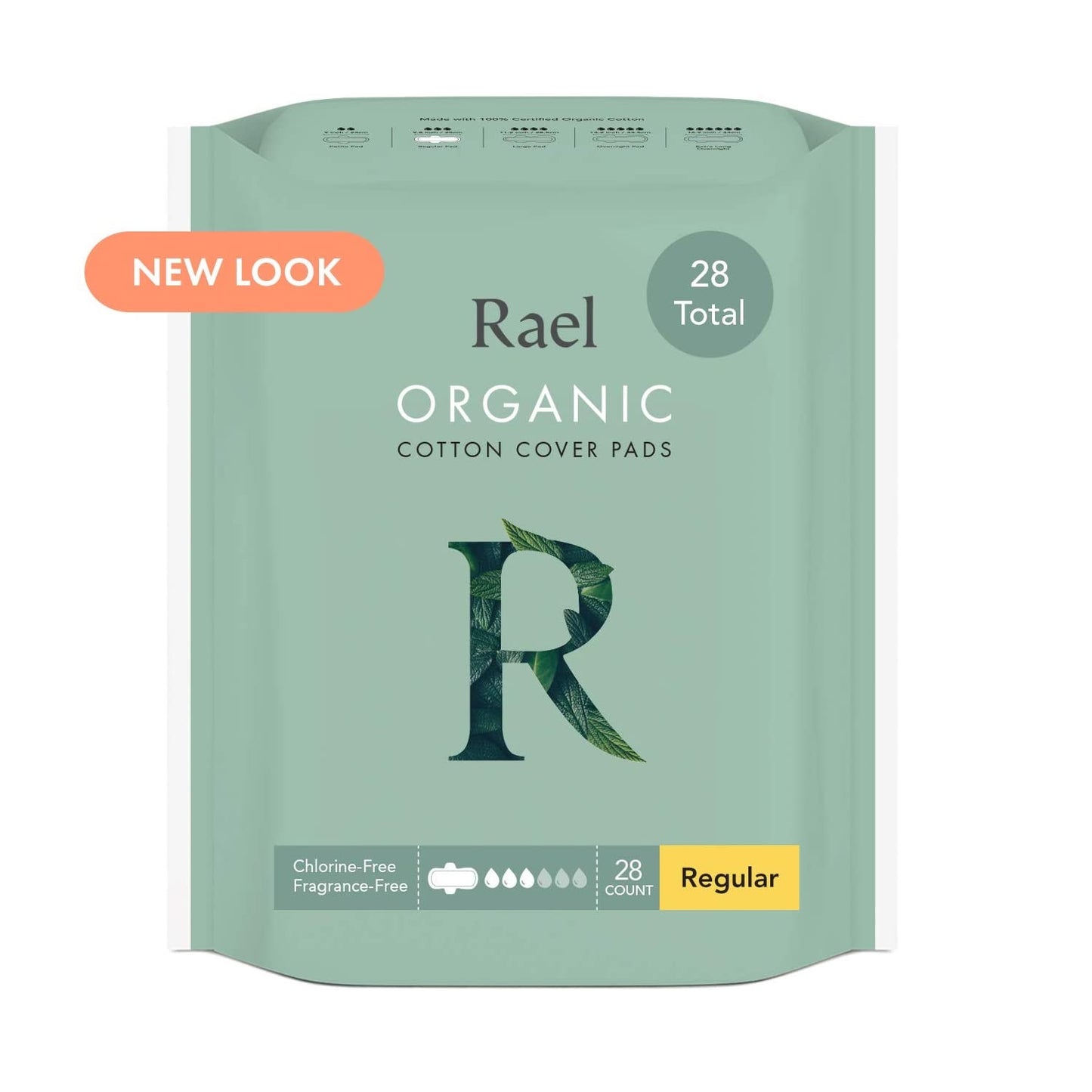 Rael Certified Organic Cotton Menstrual Regular Pads, Ultra Thin Sanitary Napkins with Wings 28 Count