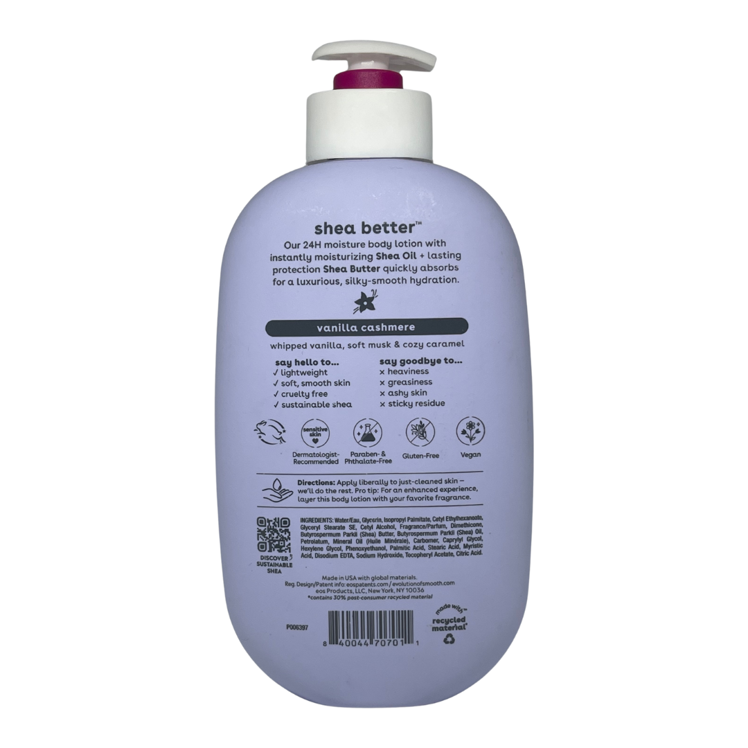 EOS Shea Better 24H Moisture Body Lotion Vanilla Cashmere, 16 oz / 473 ml (DAMAGED PUMP)