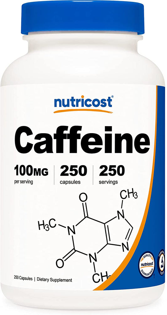 Nutricost Caffeine Pills 100 mg, 250 Capsules