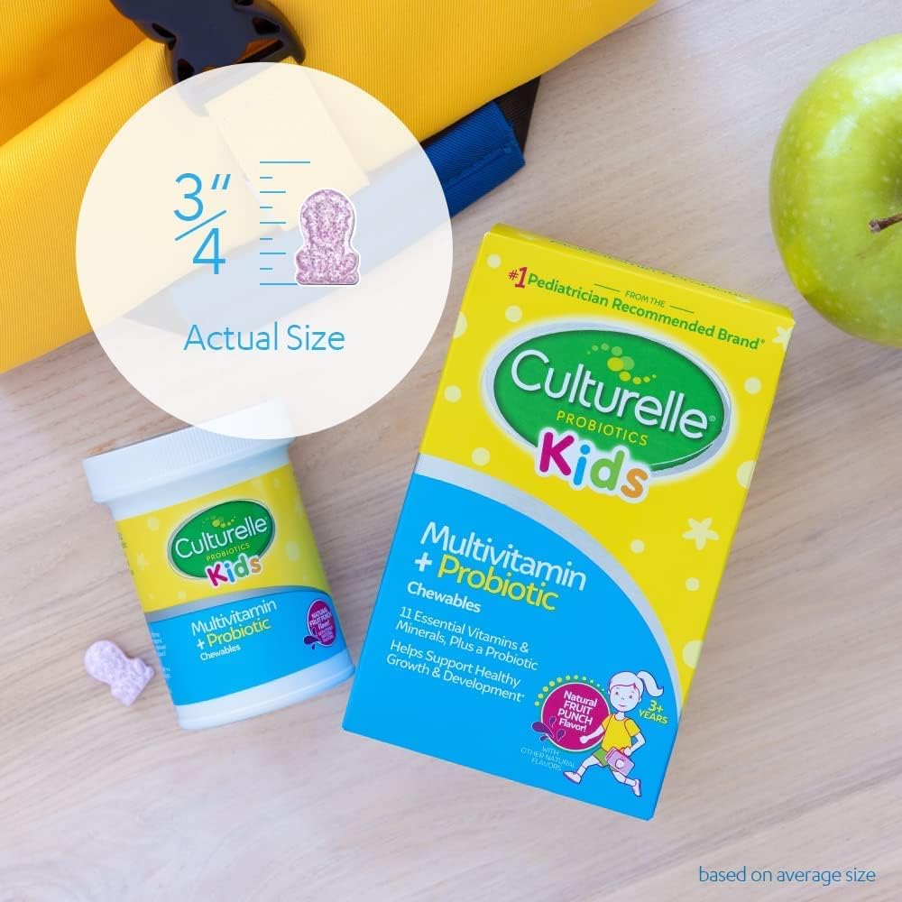 Culturelle Kids Multivitamin + Probiotic, Natural Fruit Punch Flavor (50 Chewable Tablets)