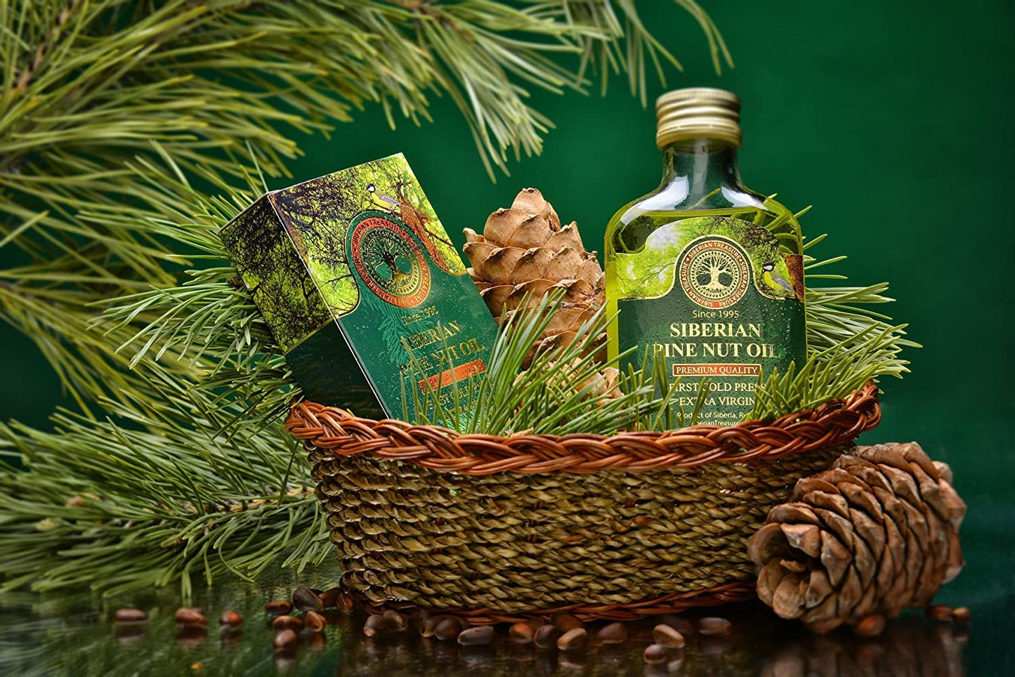 Siberian Treasure Siberian Pine Nut Oil Premium Quality First Cold Press Extra Virgin, 3.4 fl.oz / 100ml