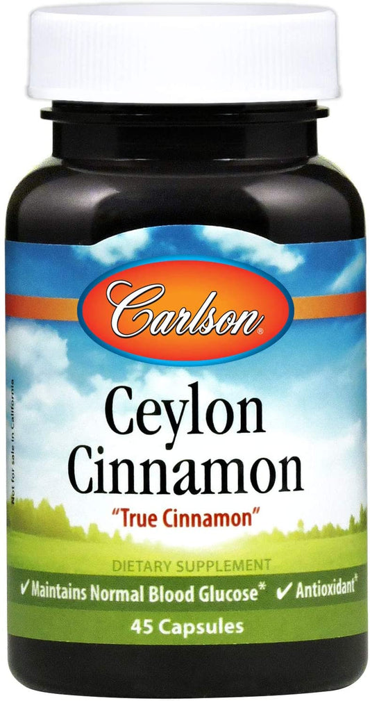 Carlson Ceylon Cinnamon 500 mg 45 Capsules for Normal Blood Glucose