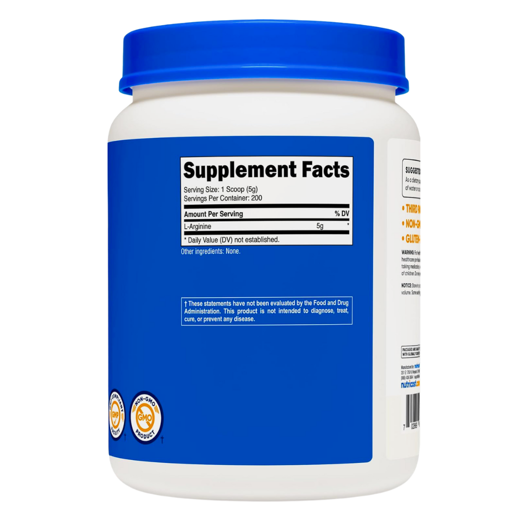 Nutricost L-Arginine Unflavored Powder Supplement 35.7 oz/ 1kg