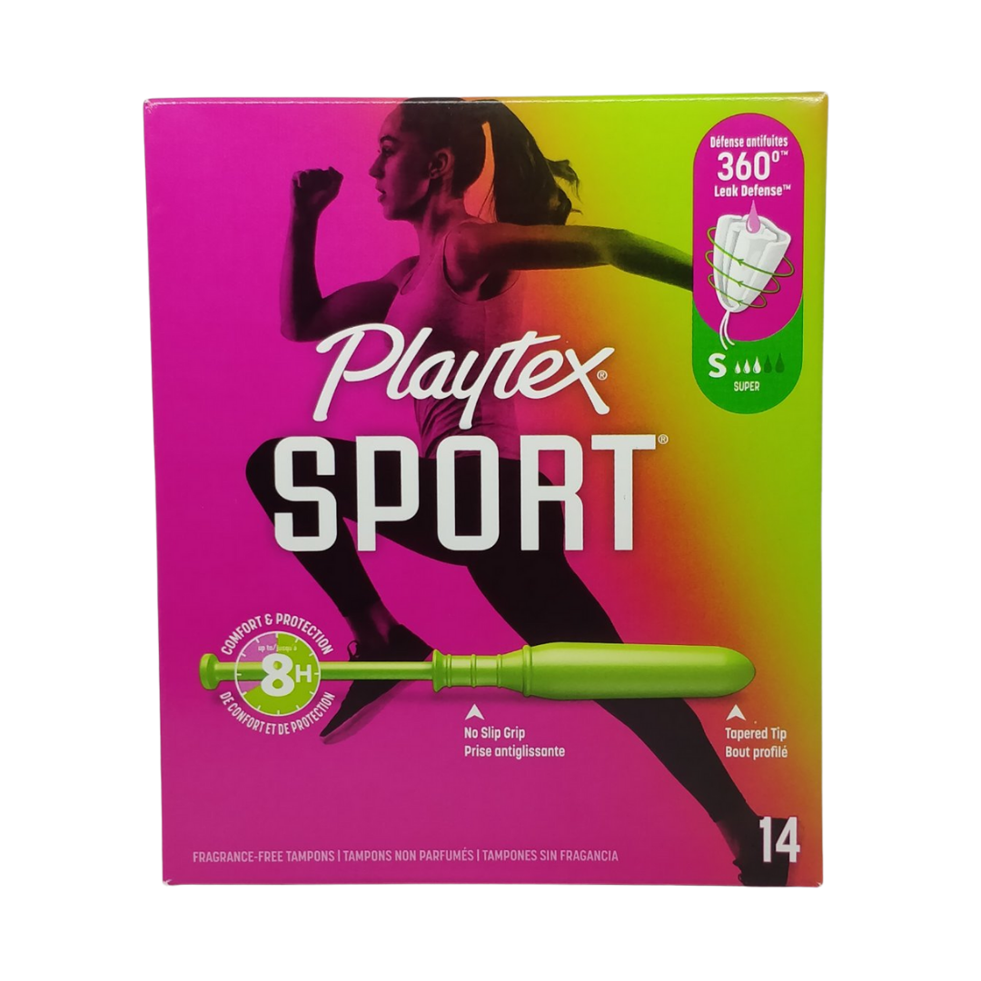Playtex Sport Tampons with Flex-Fit Technology, Super, Unscented 14 Count (Packaging may Vary)