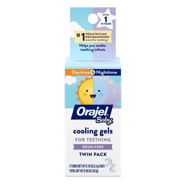 Orajel Baby Daytime & Nighttime Cooling Gels for Teething (TWIN PACK), 0.18 oz. / 5.1g each
