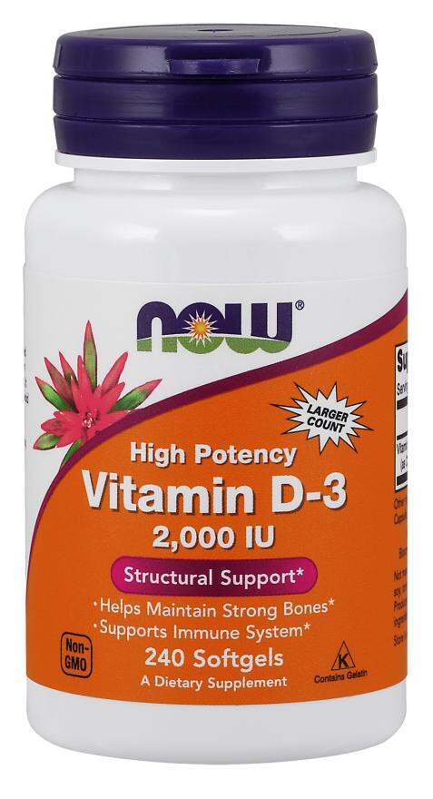 Now High Potency Vitamin D-3 2000 IU, Structural Support 240 Softgels