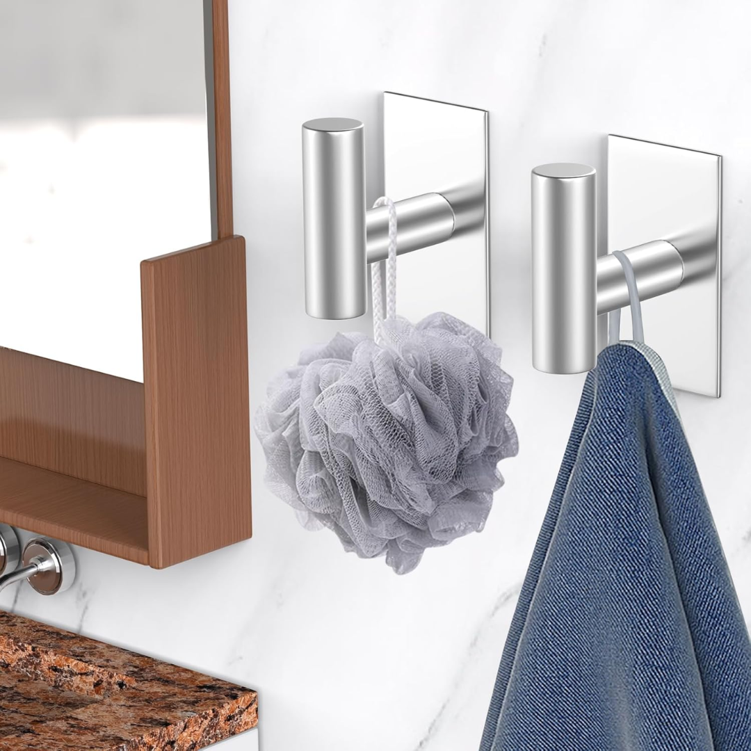 Vaehold Wall Adhesive Hooks Silver, 2 Count