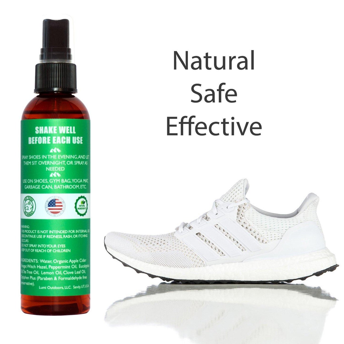 Lumi Outdoors Extra Strength Lemon Eucalyptus Essential Oil Shoe & Foot Odor Eliminator, 4 fl.oz / 120 ml