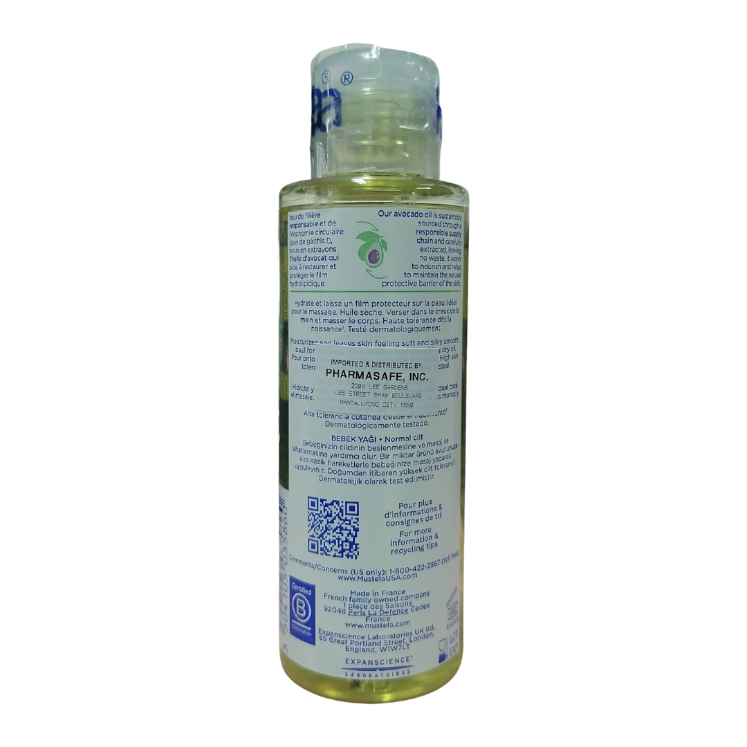 Mustela Baby Oil with Avocado Oil, 100 ml / 3.38 oz