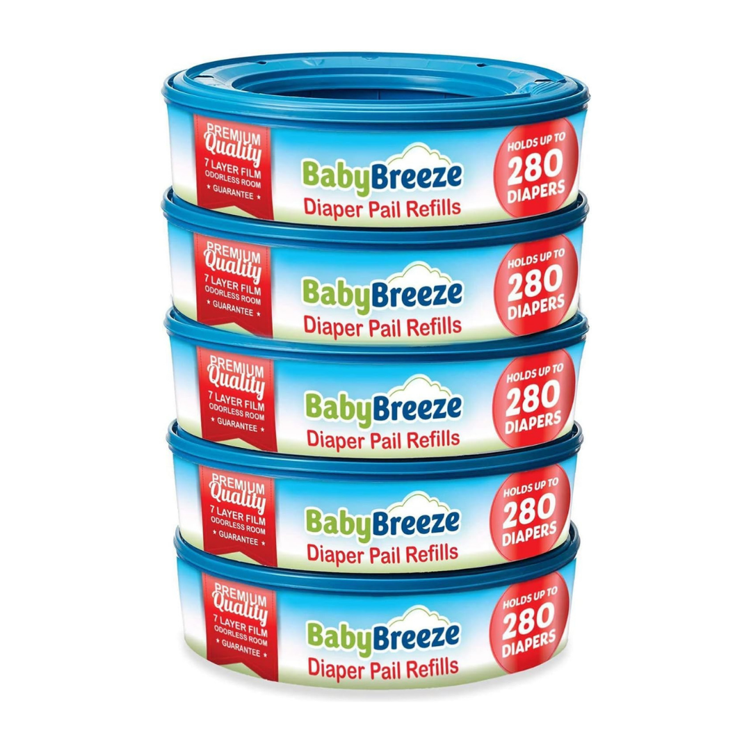 BabyBreeze Diaper Pail Refill Bags 280 Diaper Each (5 Count)