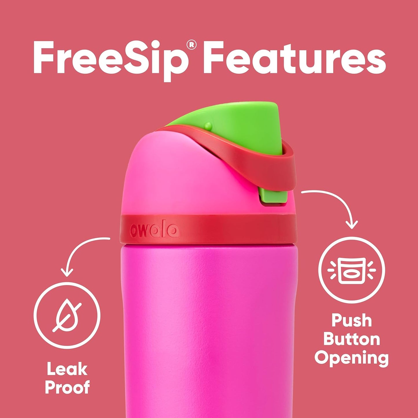 Owala Kids FreeSip Insulated Stainless Steel Water Bottle with Straw 16 oz