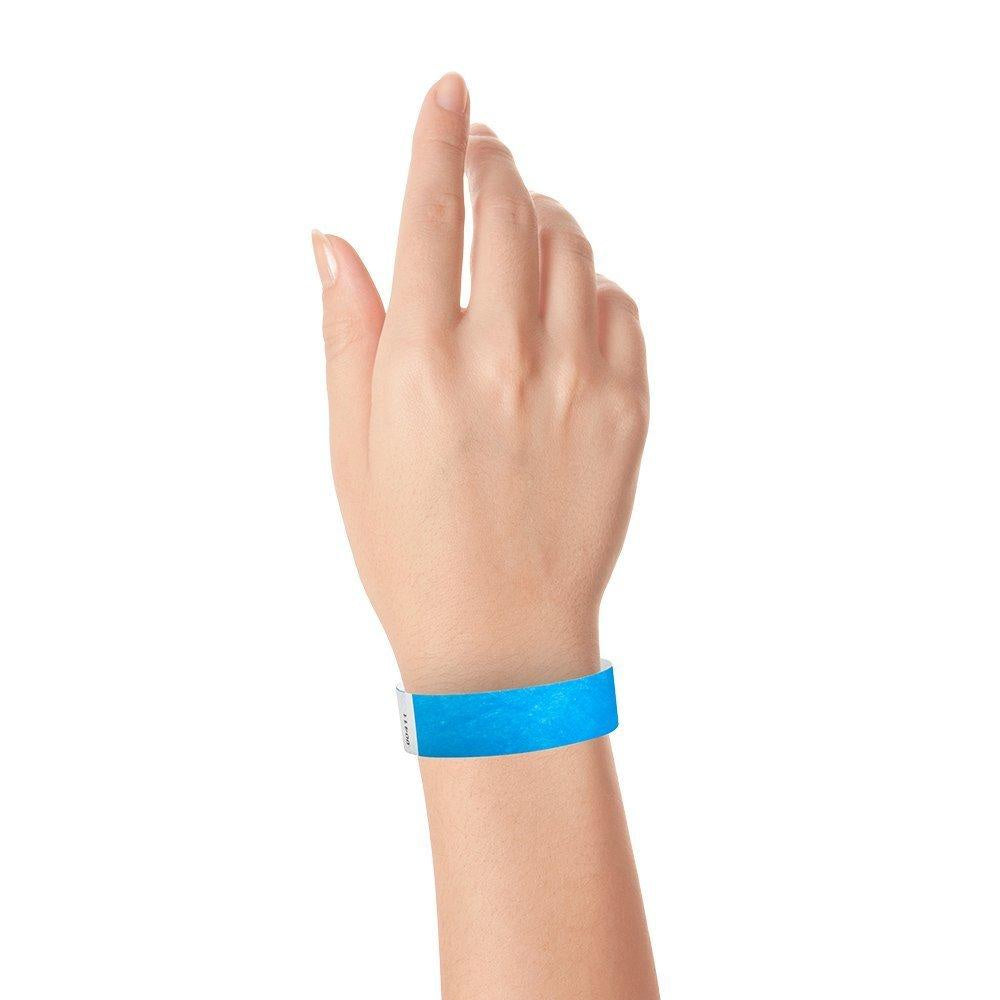 WristCo Neon 3/4" Tyvek Paper Wristbands For Events - 10 Pack