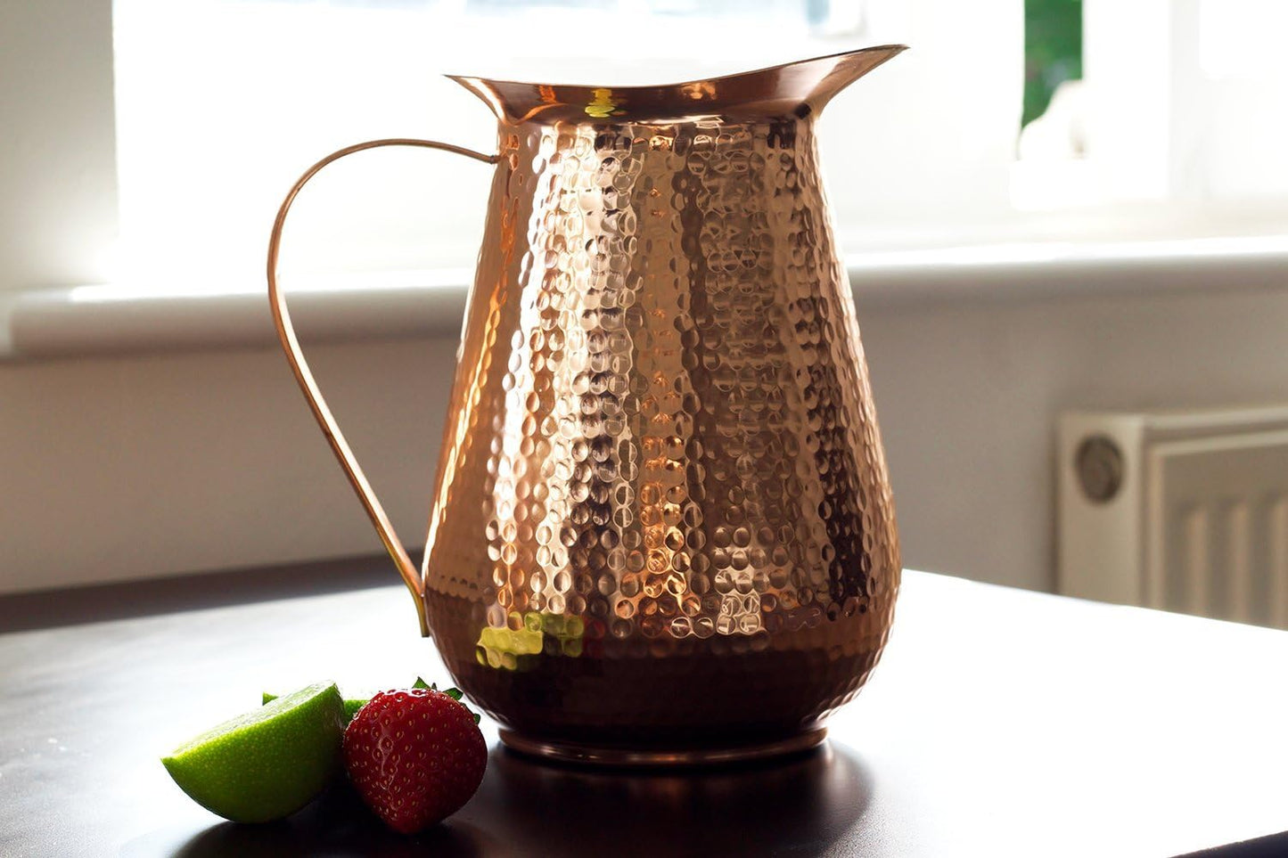 Copper Pitcher With Lid Pure Copper Handmade Hammered Jug 68 Oz