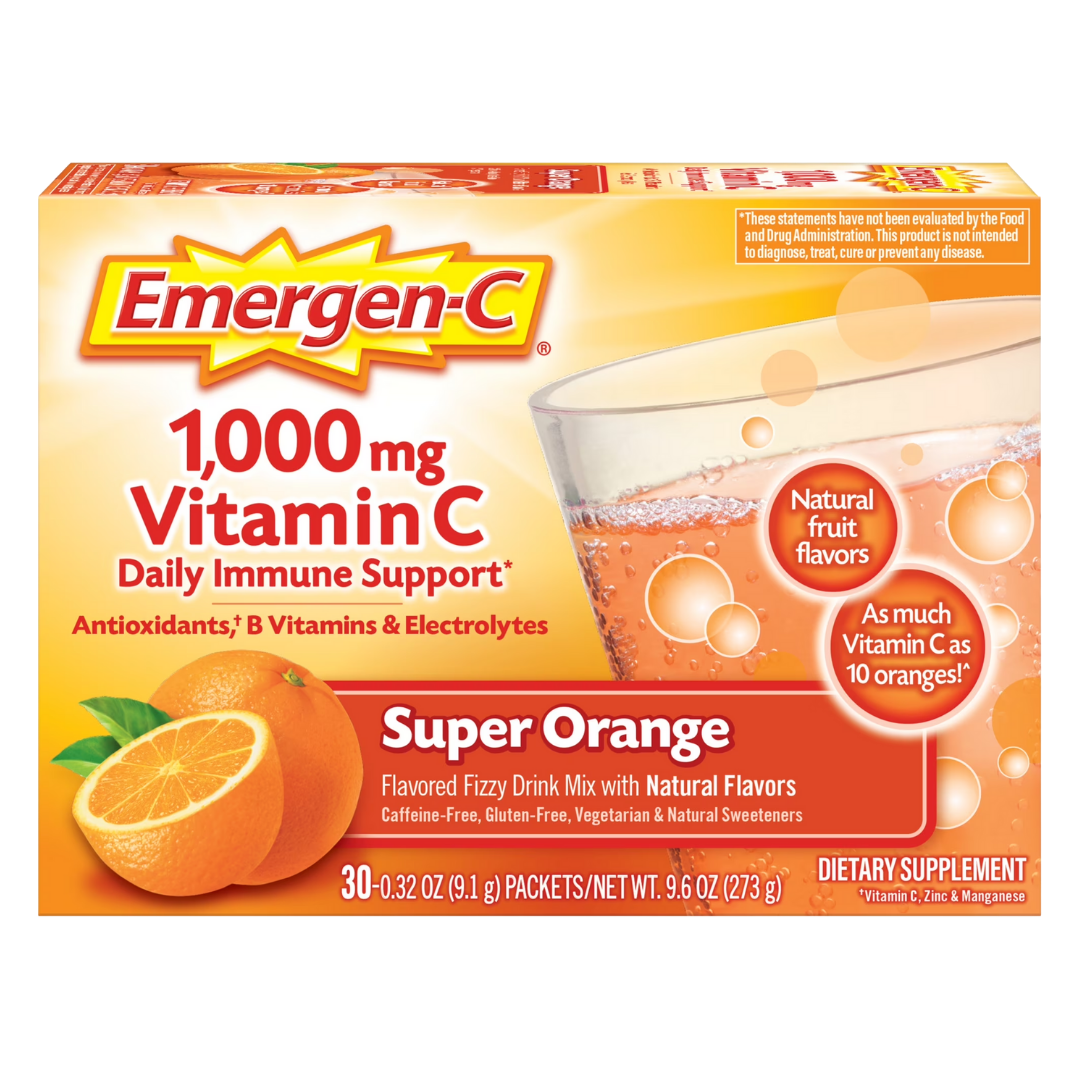 Emergen-C 1000mg Vitamin C Powder 30 Count, PACKAGING MAY VARY (NO BOX)