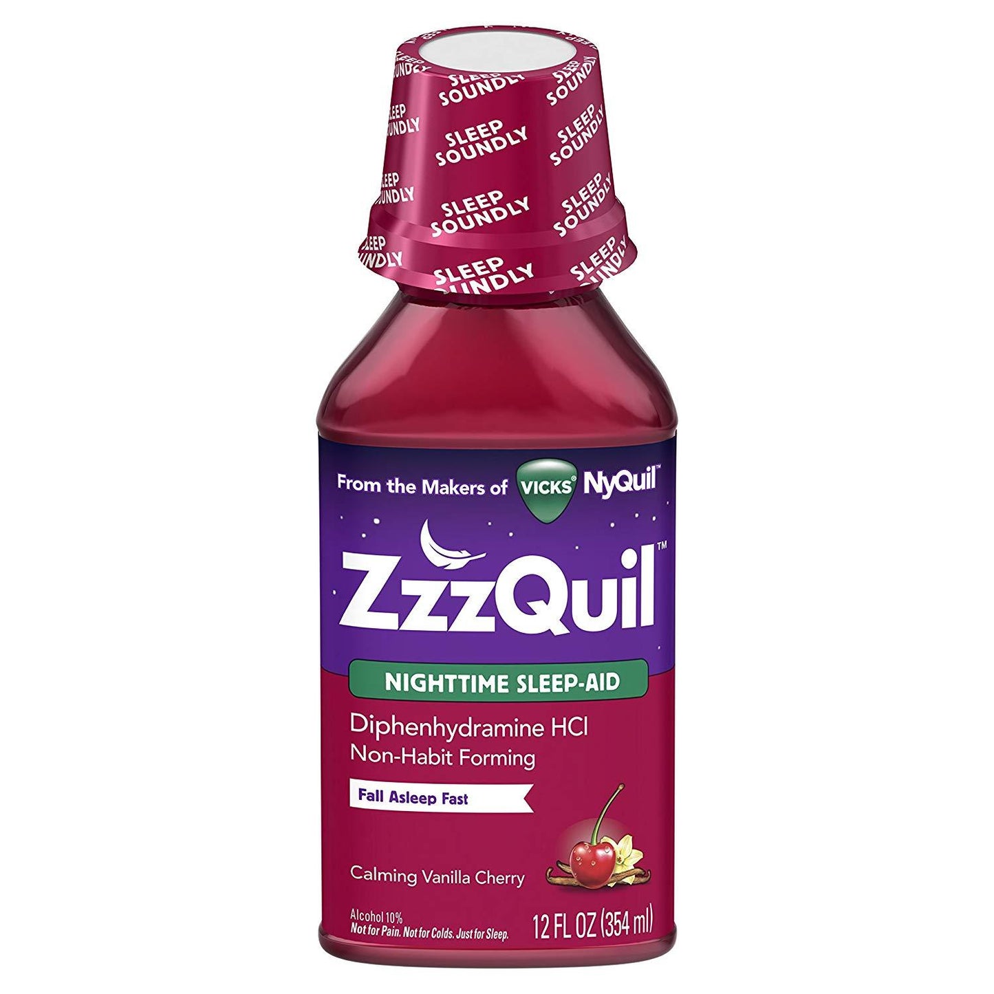 Vicks ZzzQuil Nighttime Sleep Aid Calming Vanilla Cherry Liquid 354ml PACKAGING MAY VARY