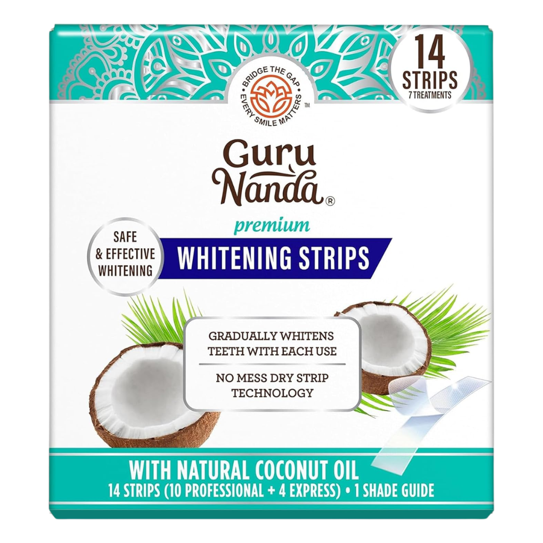 Guru Nanda Premium Whitening Strips with Natural Coconut Oil, 14 Count