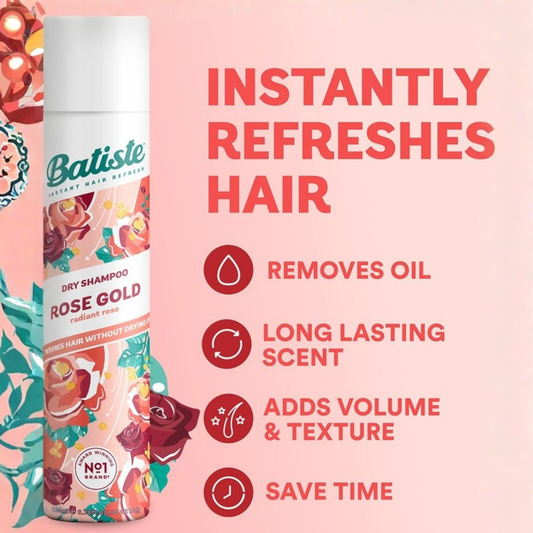 Batiste Dry Shampoo Rose Gold Radiant Rose, 200 ml / 120 g