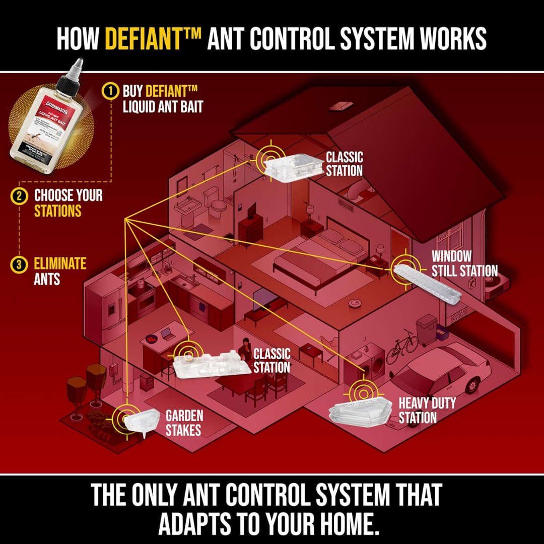Catchmaster DefiAnt Liquid Ant Bait , 1 Ant Bait Bottle 4 Bait Stations