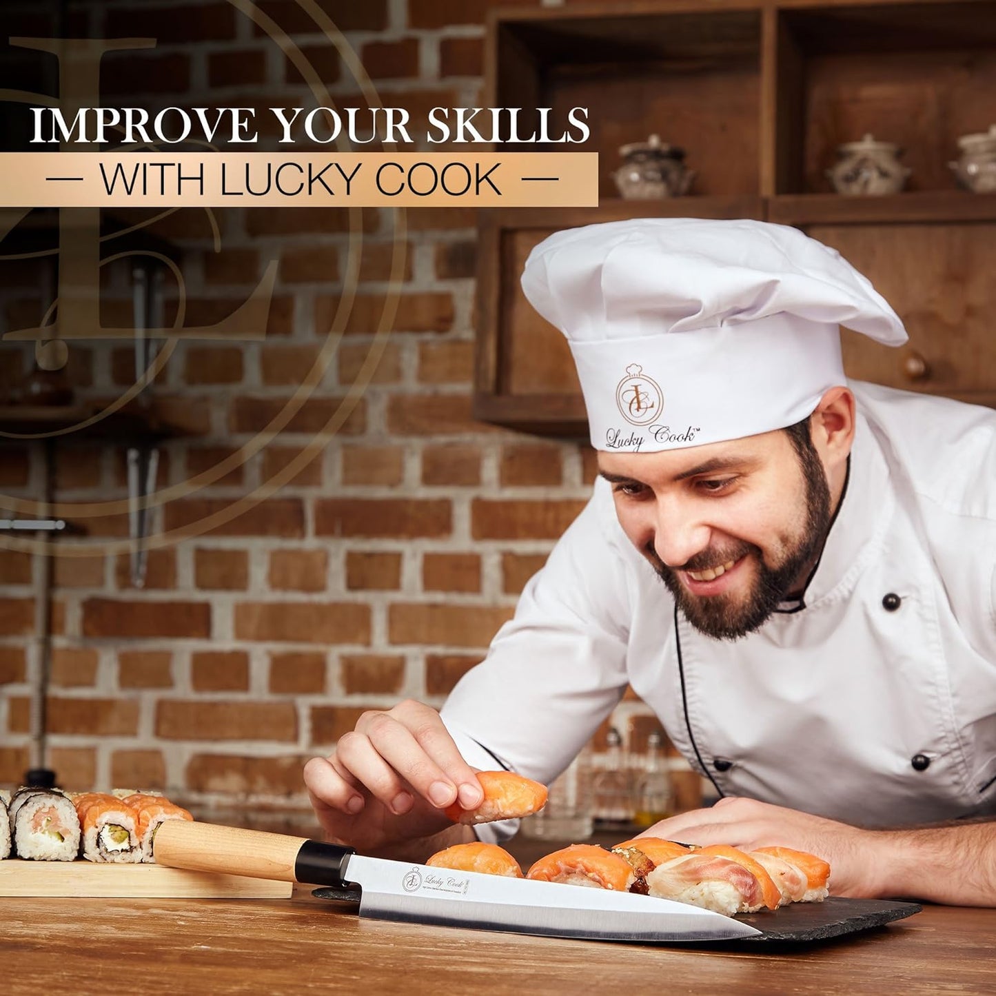 Sashimi Sushi Knife Very Sharp Stainless Steel Blade & Traditional Wooden Handle 10 Inch