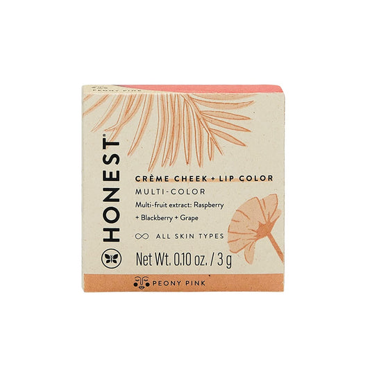 Honest Creme Cheek + Lip Color Multi-Color All Skin Types Peony Pink Multi-fruit Extract 0.10oz 3g