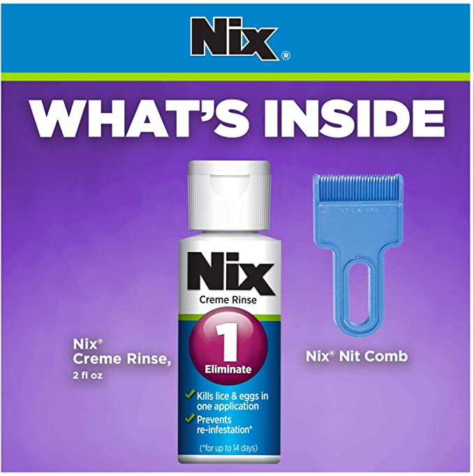 Nix Lice Creme Rinse and Nit Comb to Remove Lice & Eggs from Hair | 2 oz
