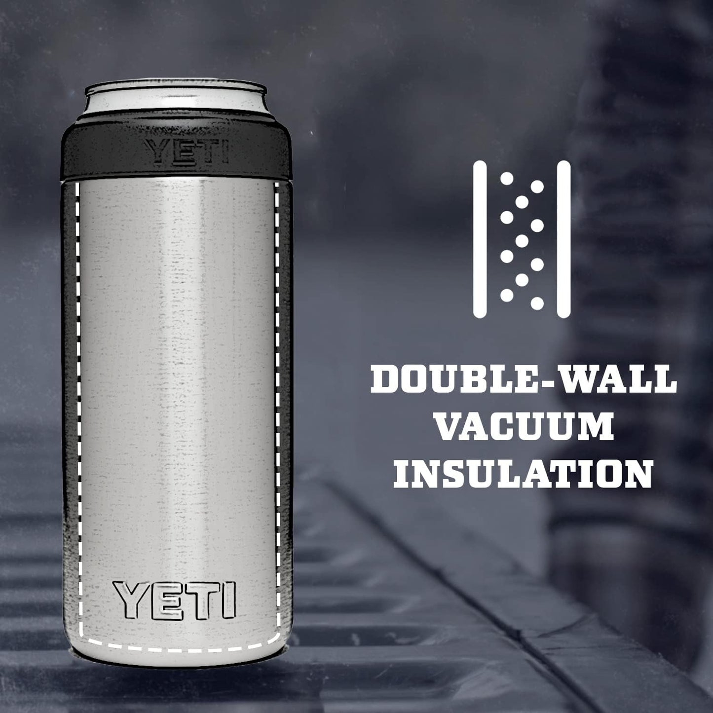 Yeti Rambler Colster Slim Can Insulator ,White. 12oz