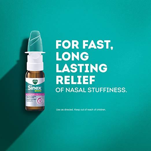 Vicks Sinex Severe Moisturizing Ultra Fine Mist Nasal Spray with Soothing Aloe, 1/2 fl.oz (15 ml)