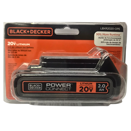Black+Decker 20v Power Connect -2.0 AH Lithium Ion Battery LBXR2020-OPE