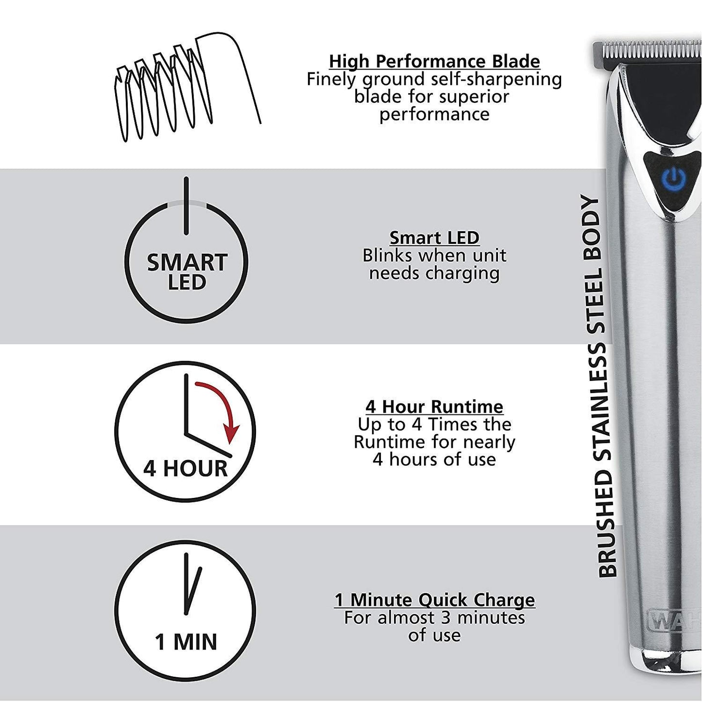 Wahl Stainless Steel Lithium Ion Stainless Steel Trimmer 09818A