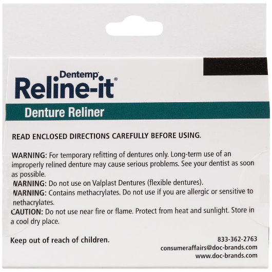 Dentemp Reline-It Denture Reliner, 2 Counts